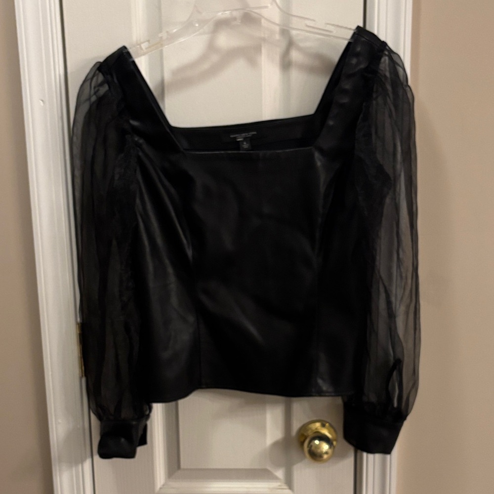 NWOT Marc New York Black Sheer Sleeve Blouse size small